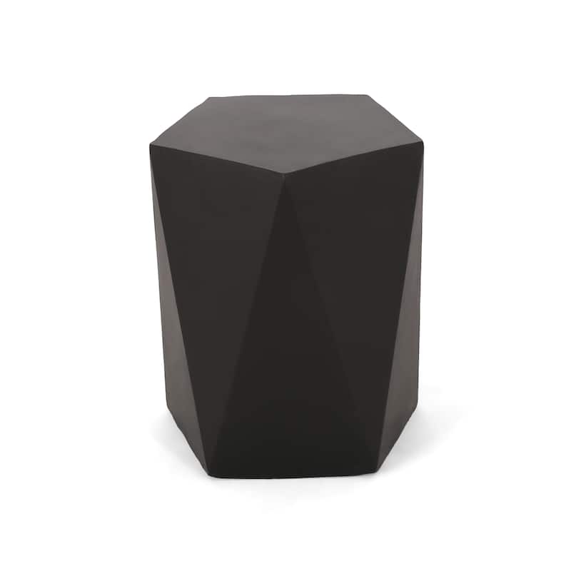 Roomfitters Modern Geometric Concrete Side Table, Outdoor Accent Stool, Indoor/Outdoor Use