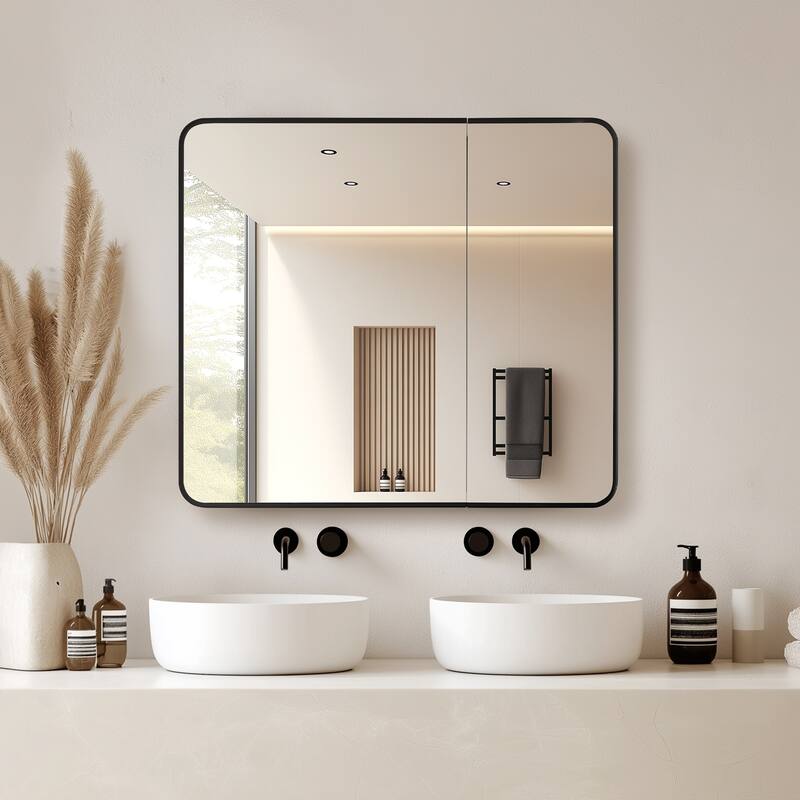 Talayuela Rectangular Aluminum Framed Medicine Cabinet with Mirror