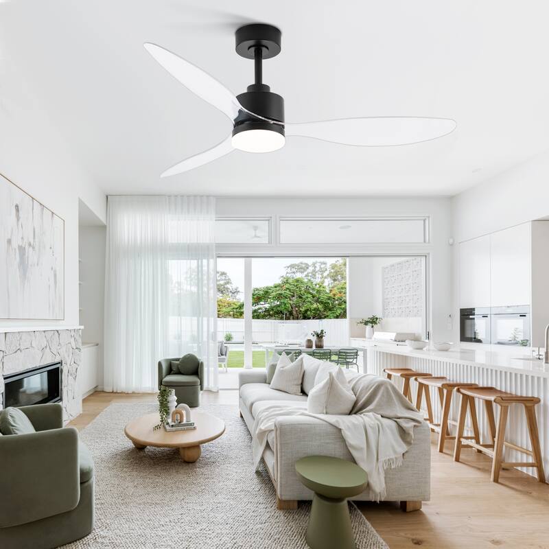 52'' Black Ceiling Fan With Led Lights And Remote Control