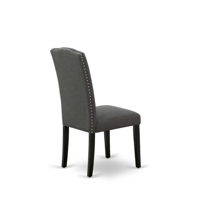 East West Furniture 11 Piece Dining Table Set- a Dinner Table and 10 Dark Gotham Linen Fabric Parson Chairs(Finish Options)