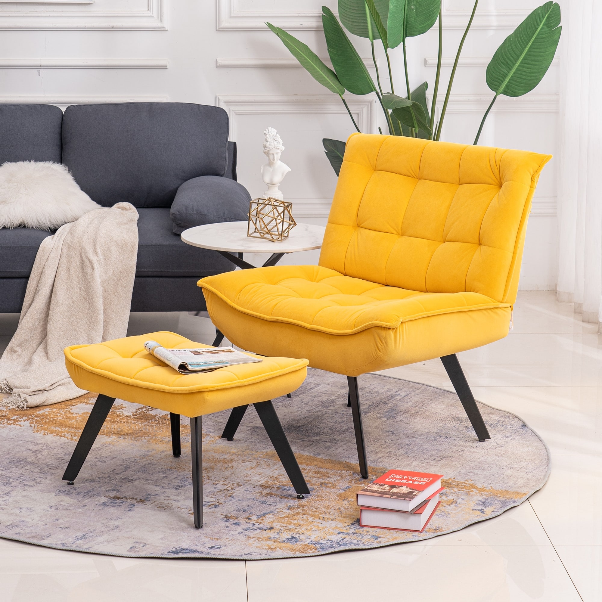 Large accent chair with clearance ottoman