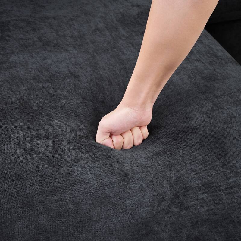 L-Shaped Sectional Sofa with Chaise Lounge, Chenille Upholstered Sleeper Couch with Wooden Storage Compartment & Throw Pillows