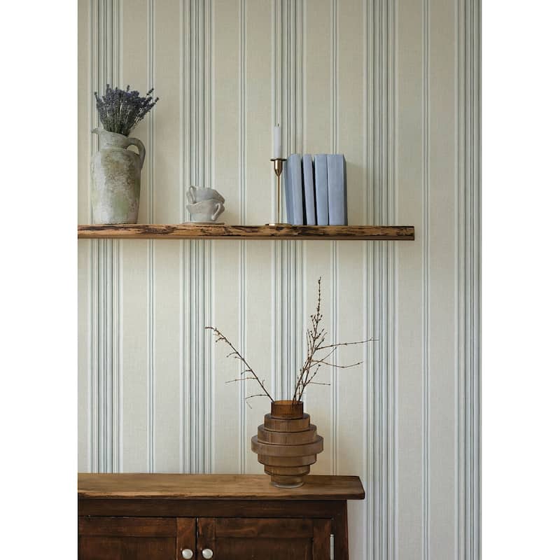 Chesapeake Calvados Turquoise Linen Stripe Wallpaper
