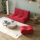 preview thumbnail 1 of 12, Futon Bean Bag Chair with Footstool,Soft Lazy Sofa Teddy Velvet Lounger Seat Red