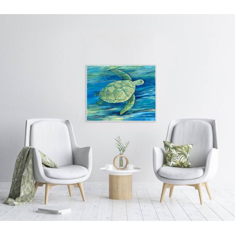 Lagoon Turtle III Giclee on Canvas No Glass