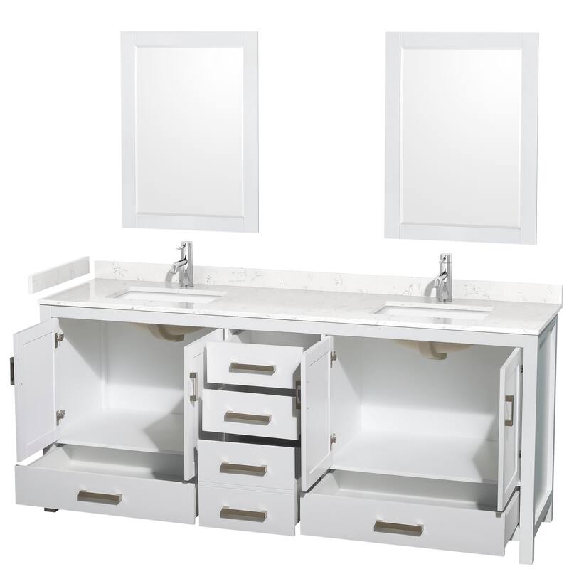 Wyndham Collection Sheffield 80" Double Bathroom Vanity, Carrara