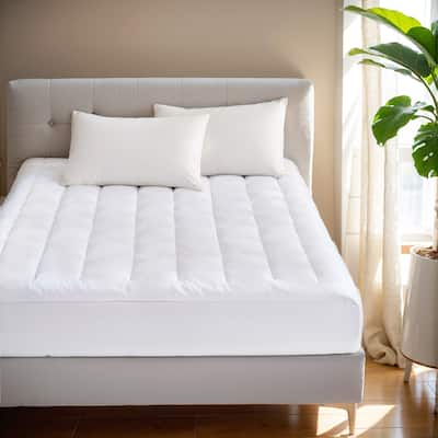 Madison Park Heavenly Soft Overfilled Plush Down Alt. Waterproof Mattress Pad - White