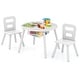 preview thumbnail 32 of 48, Costway Kids Wooden Round Table & 2 Chair Set w/ Center Mesh Storage - See Details White
