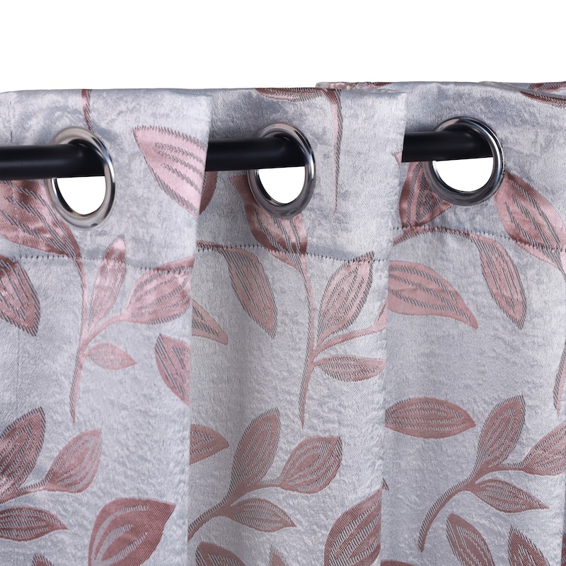 Superior Modern Bohemian Leaves Room Darkening Curtains with Grommets