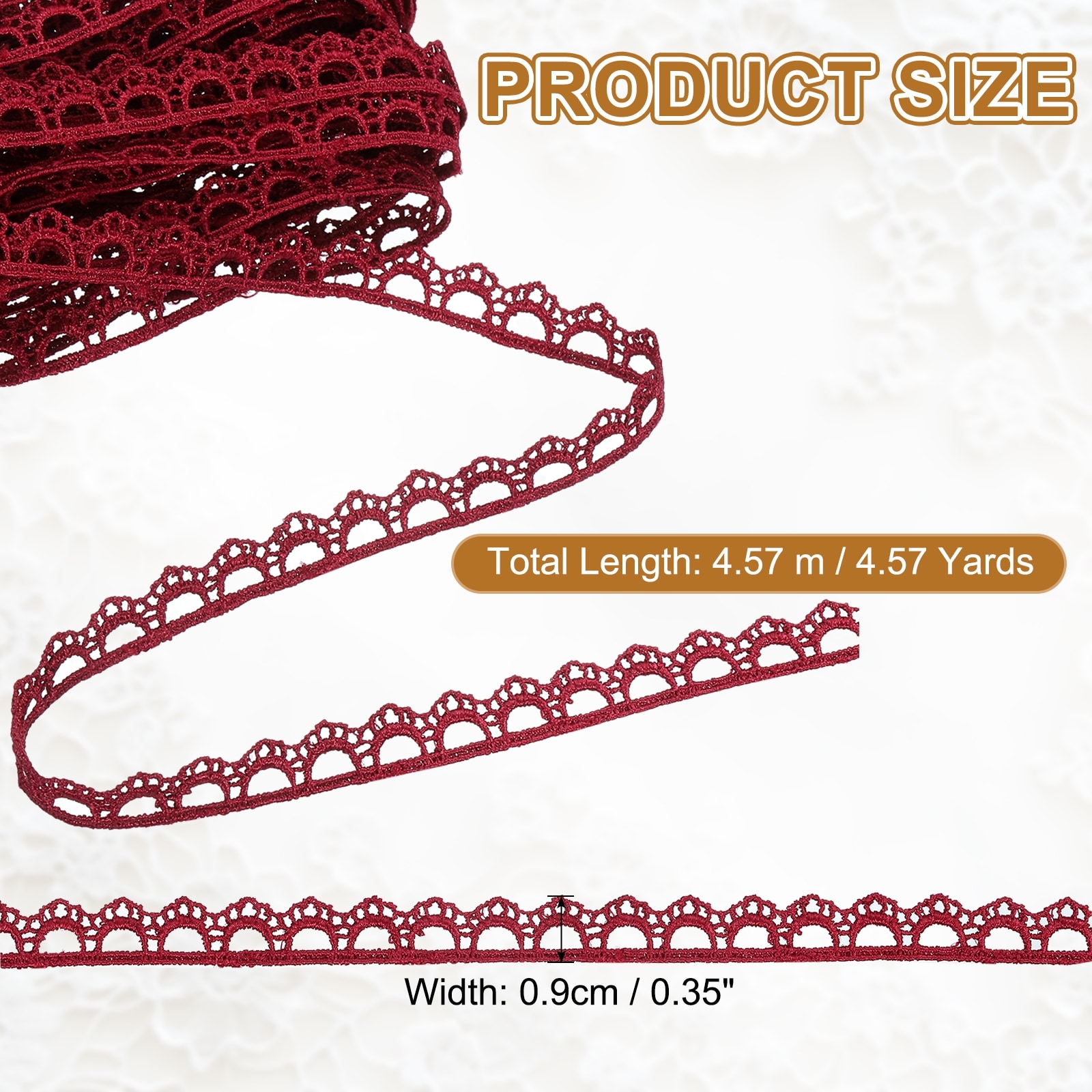 White Lace Trim Ribbon, Embroidered Crochet Lace Trim Fabric for Sewing, Wedding Decorations, Headbands, DIY Crafts Making