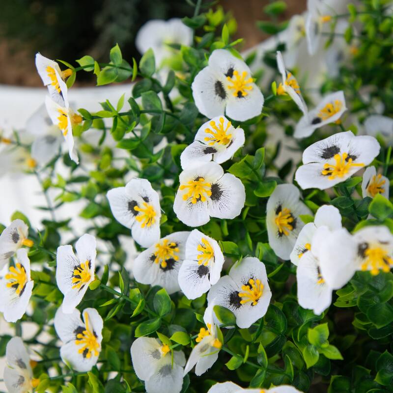 13-in UV Resistant Artificial Pansy Bush (Indoor/Outdoor) - Set of 12
