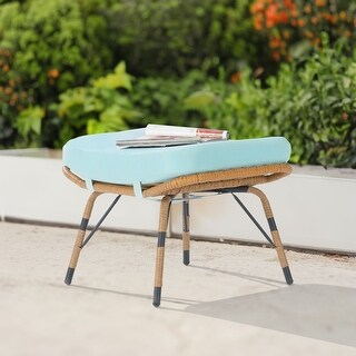 SANSTAR Outdoor Gray Boho Ottomans 3-in-1 Footrest Seat with Tie ...