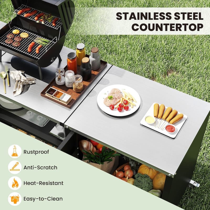 Costway 80" Outdoor Grill Table with Sink Drainage Cabinet Removable - See Details
