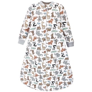 Hudson Baby Infant Boy Premium Quilted Long Sleeve Sleeping Bag and Wearable Blanket, Zoo Animals