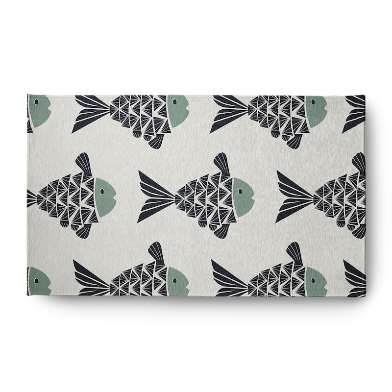 Fish Tales Nautical Chenille Rug - Sage - 3' x 5'