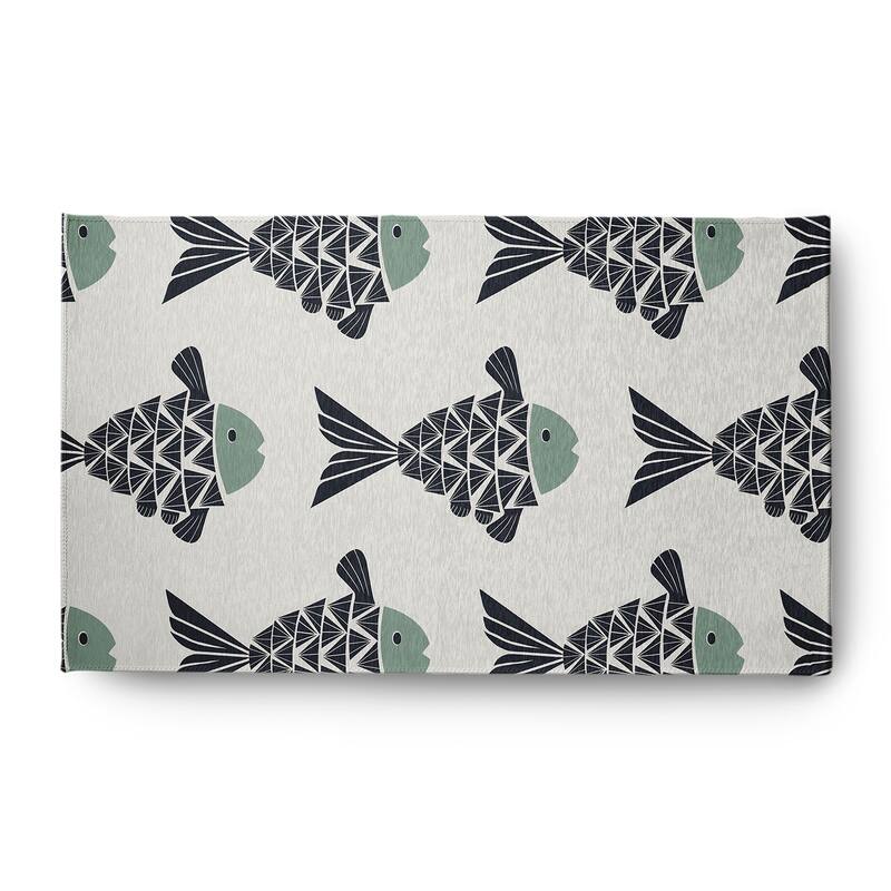 Fish Tales Nautical Indoor/Outdoor Rug - Sage - 3' x 5'