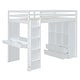 preview thumbnail 14 of 32, Full Size Solid Wood Loft Bed with Desk,Shelves,and LED Light