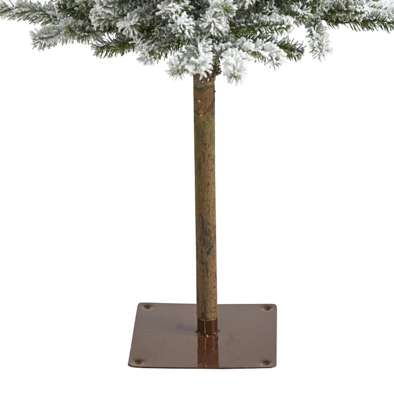 5ft. Flocked Alpine Artificial Christmas Tree with 150 Lights & 405 Branches - Winter Wonderland Holiday X-Mas Tree