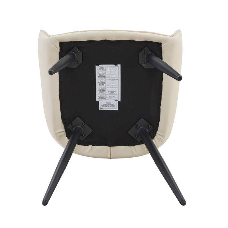 Set of 4 Side Chair Dining Chair Kitchen Chair Leather Chair Flat Back Upholstered Chair Off White Chair