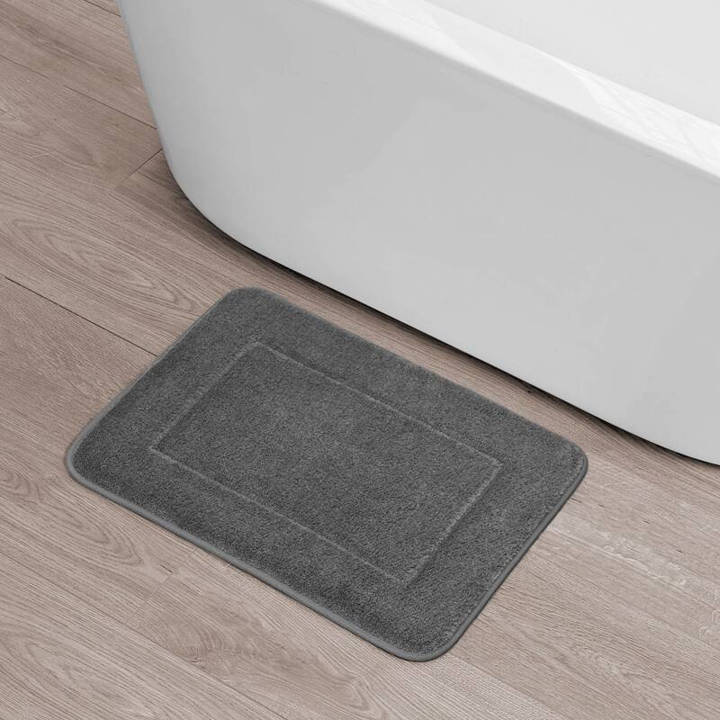 Oliver Brown Terry Memory Foam Bath Mat - 17 x 24 - Dark Grey