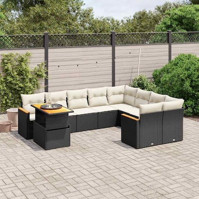 10-Piece Garden Sofa Set with Cushions - 21.7 x 39.4 x 28.7 in