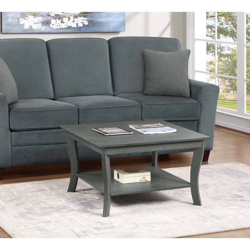 Convenience Concepts American Heritage Square Coffee Table with Shelf - Wirebrush Dark Grey