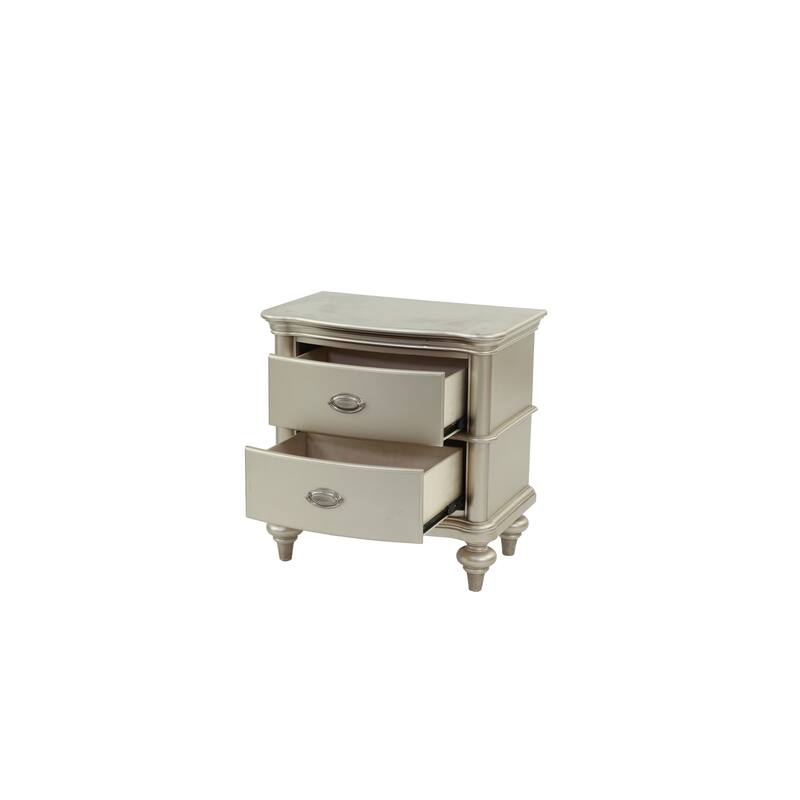 Wooden Nightstand in Champagne, Stylish Bedroom Storage Table, 28" x 17" x 28"H