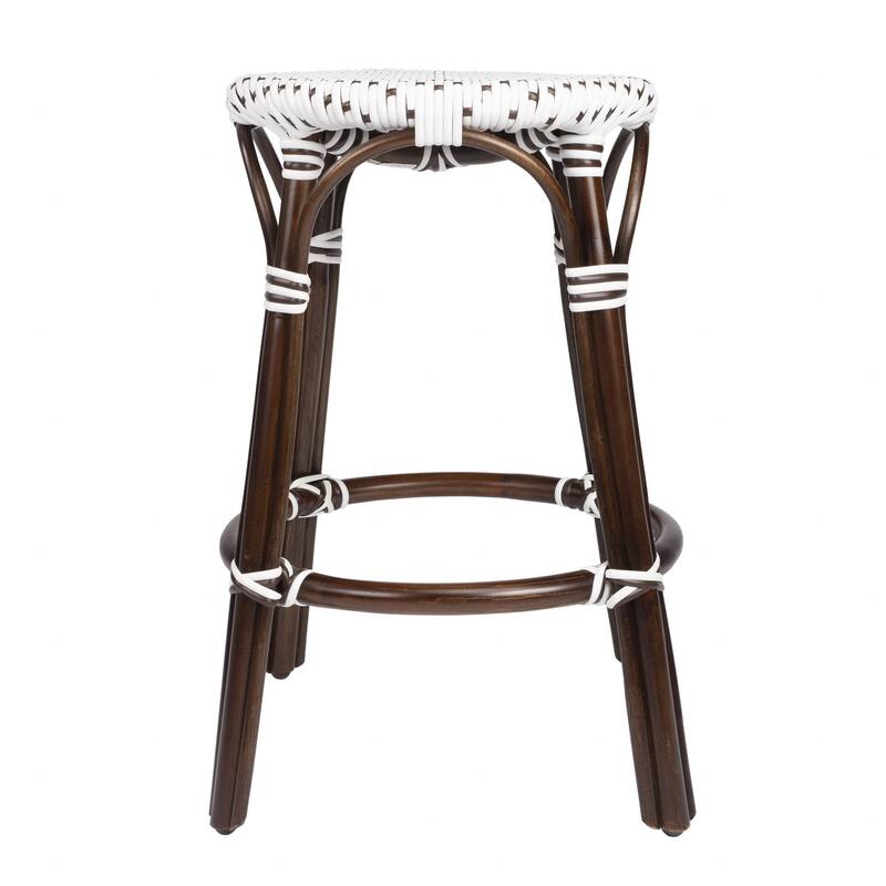 Rattan Backless Counter Height Bar Stool with Footrest, Water-Resistant