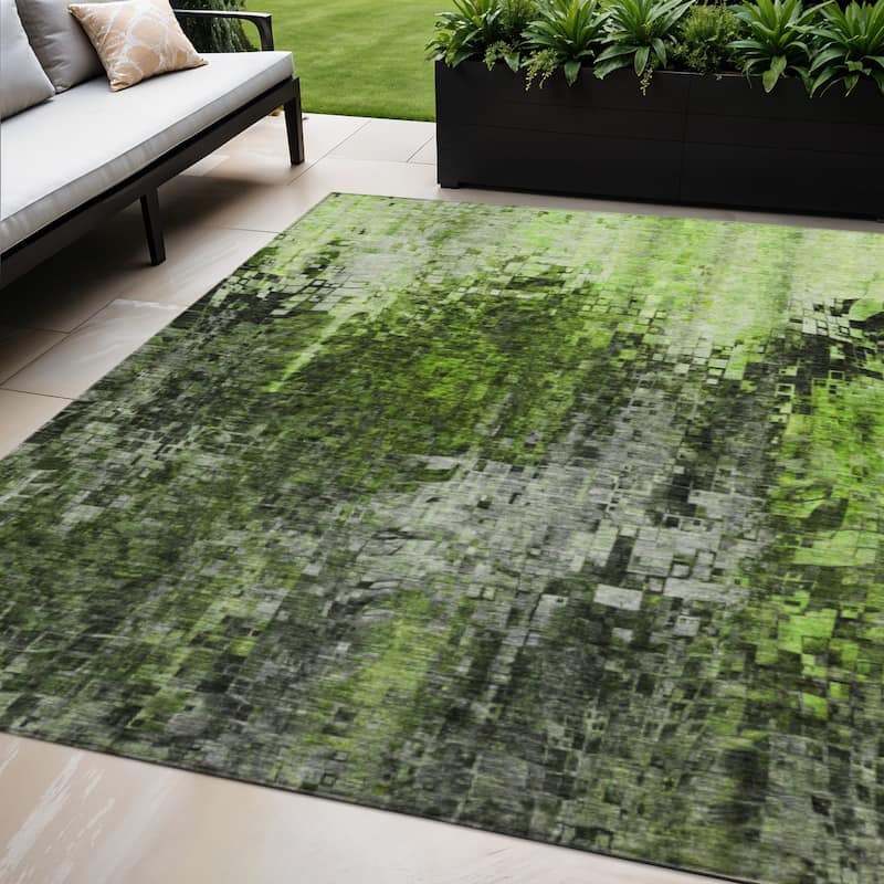HomeRoots Abstract Transitional Rectangle Outdoor Rug - 5' X 8'