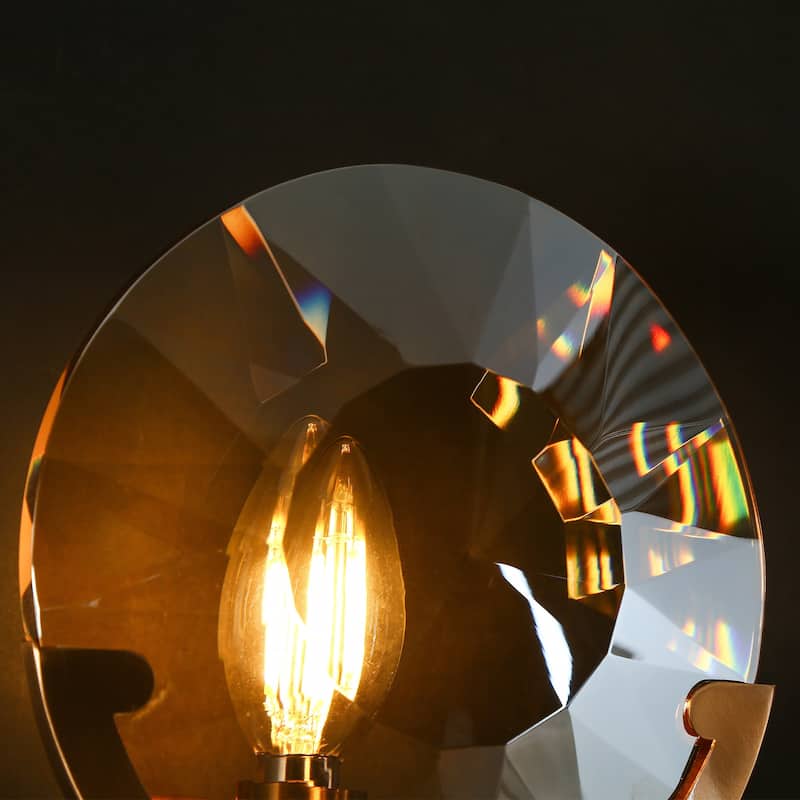 Modern Gold 1-Light Crystal Wall Sconce Bathroom Vanity Light - Dia. 7.9" x H 10.6"