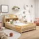 preview thumbnail 19 of 21, Full-size Floor Beds with Bookcases and Blackboards, Versatile with Guard rails, Solid Wood Floor Beds with Storage Headboards
