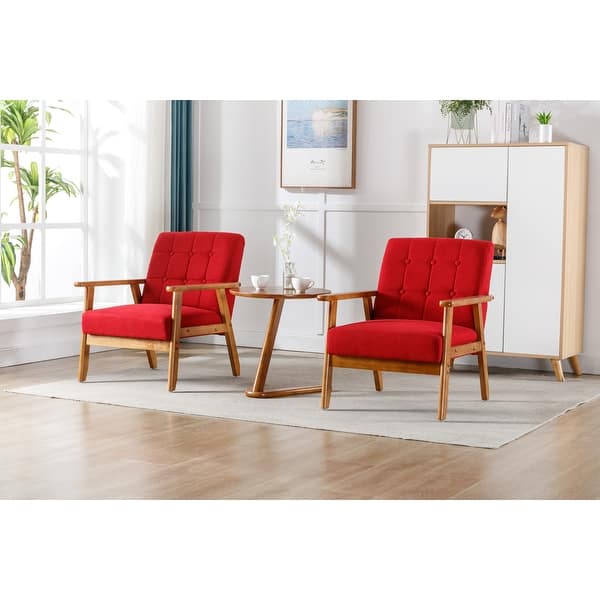 Livingroom Accent Chairs Set of 2 Arm Chair with Side Table Retro Wood