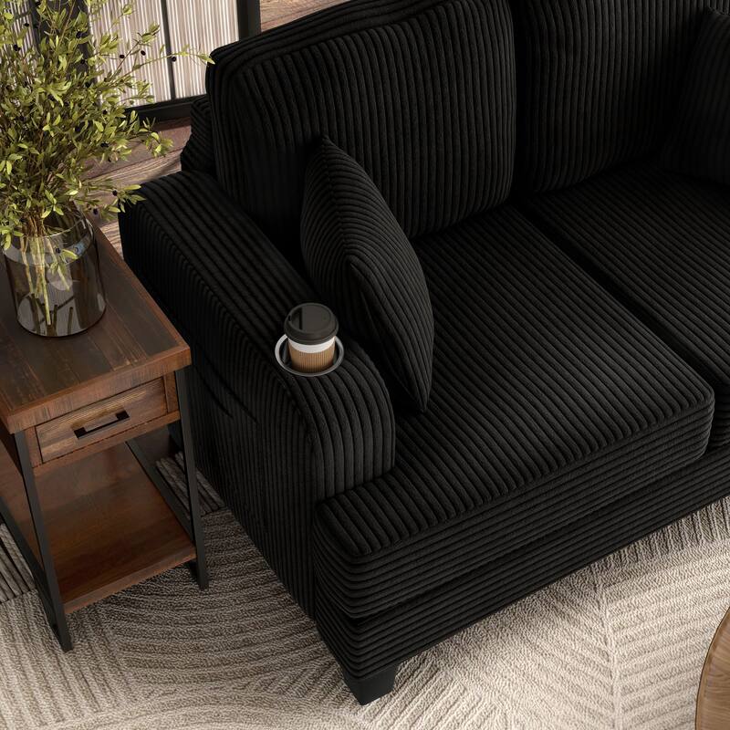 Furniture of America Xenia Modern 3-Piece Chenille Sofa and Ottoman Set