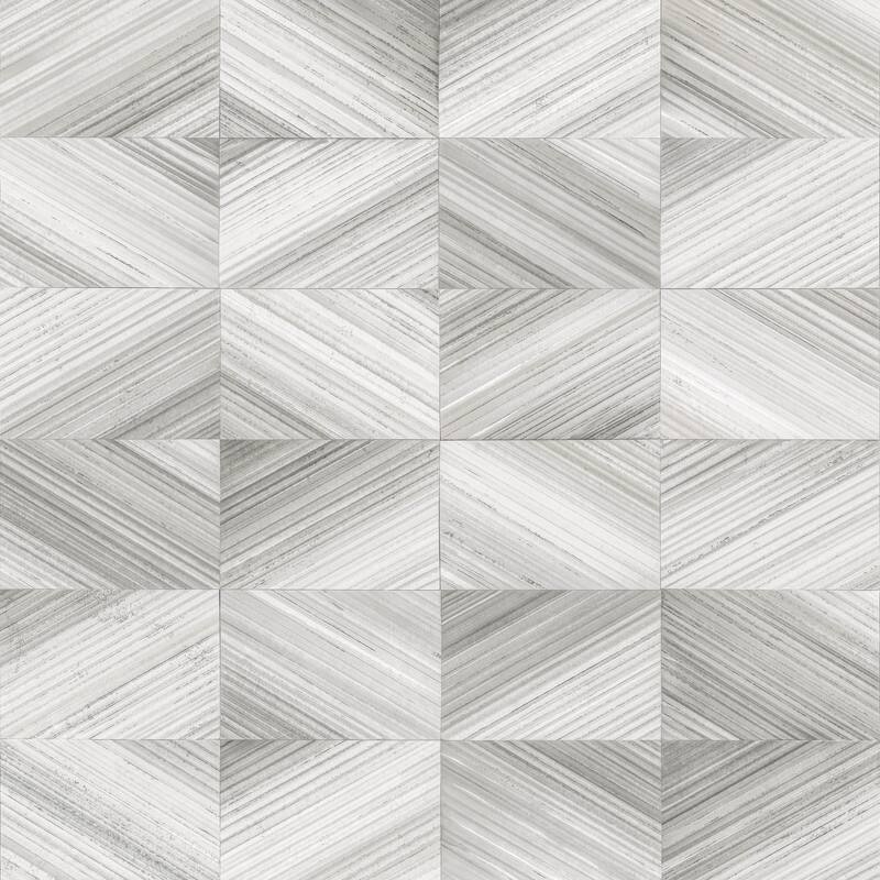 Brewster Stratum Grey Geometric Faux Wood Wallpaper - 20.5in x 396in x 0.025in