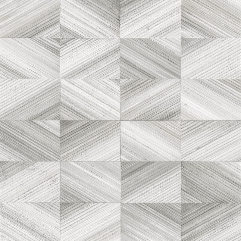 Brewster Stratum Grey Geometric Faux Wood Wallpaper - 20.5in x 396in x 0.025in