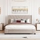 preview thumbnail 13 of 42, Queen Size Storage Bed Linen Upholstered Platform Bed with 3 Drawers
