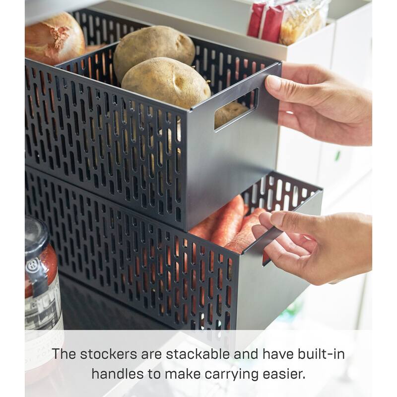 Yamazaki Home Stackable Vegetable Stocker, ABS Plastic - L 12.6 x W 6.02 x H 4.8 inches