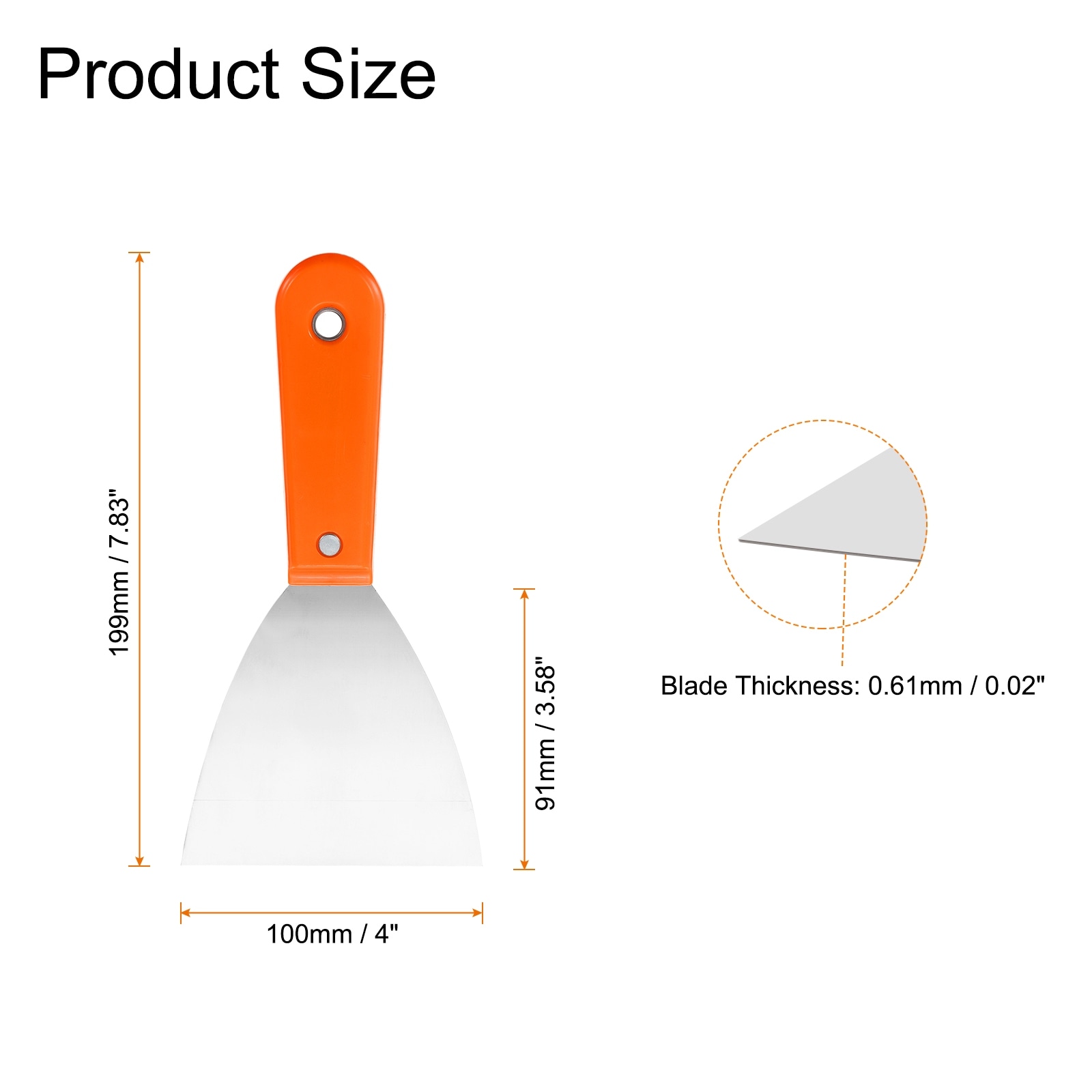 Carbon Steel Putty Knife Plastic Handle Spreading Drywall Flex Putty Scraper for Wallpaper Wall Taping Scraping Paint