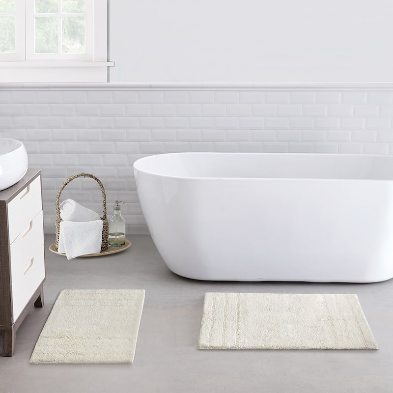 Anne Klein 2 Piece Reverie 100% Cotton Bath Rug Set