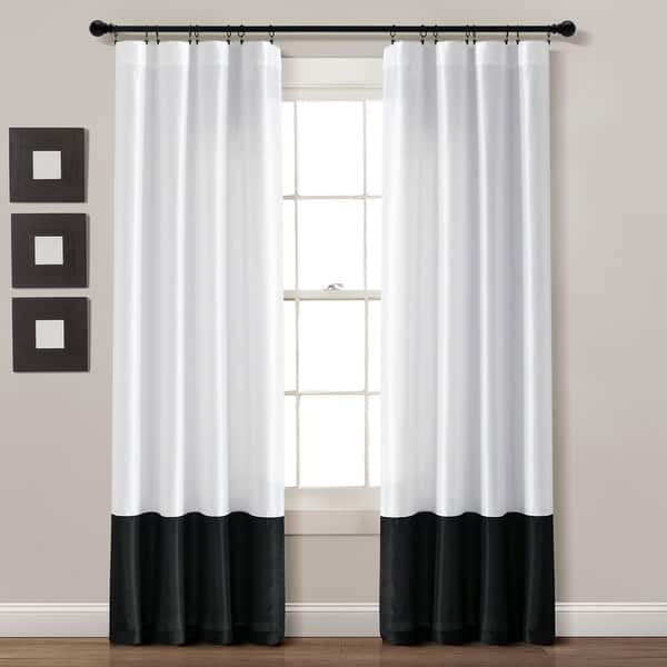 slide 2 of 7, Lush Decor Milione Fiori 84-inch Curtain Panels (Set of 2) 84" x 42" - White/Black