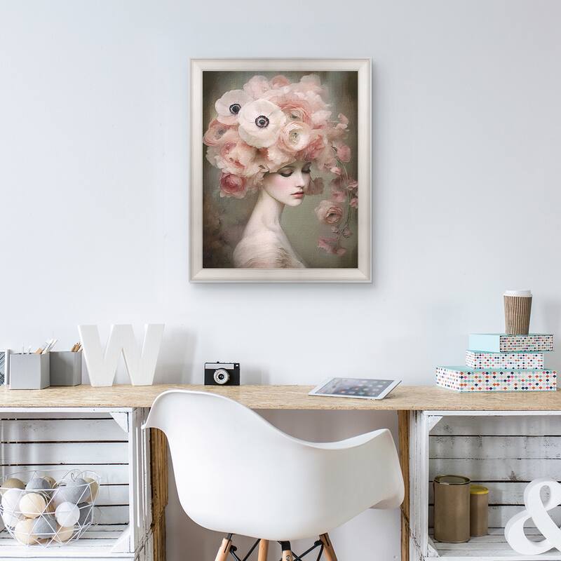 Masterpiece Art Gallery| Blush Floral 9 by Riley B - Framed Canvas Art Print