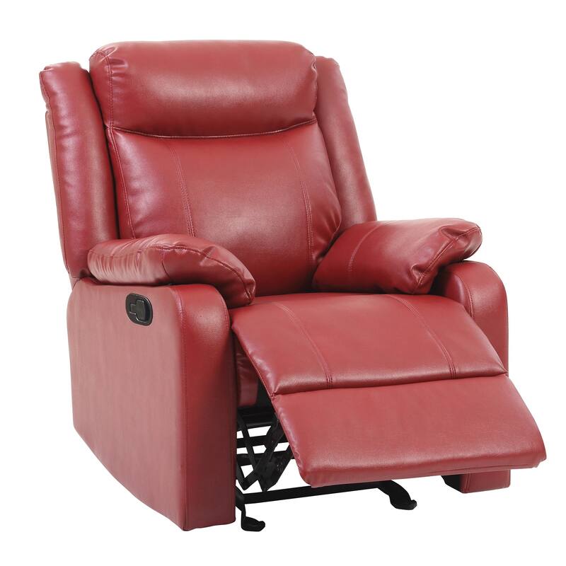 Solid Upholstered Reclining Accent Chair with Padded Arms - 40" - Red