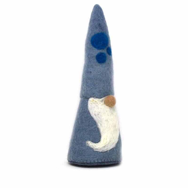 Handmade Felt Gnome Trio, Blue Winter (3-Piece Set)