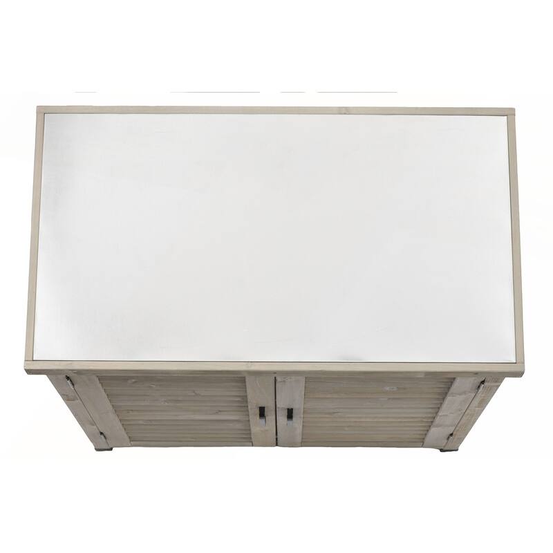 Potting Bench with Storage Cabinet and Metal Table Top