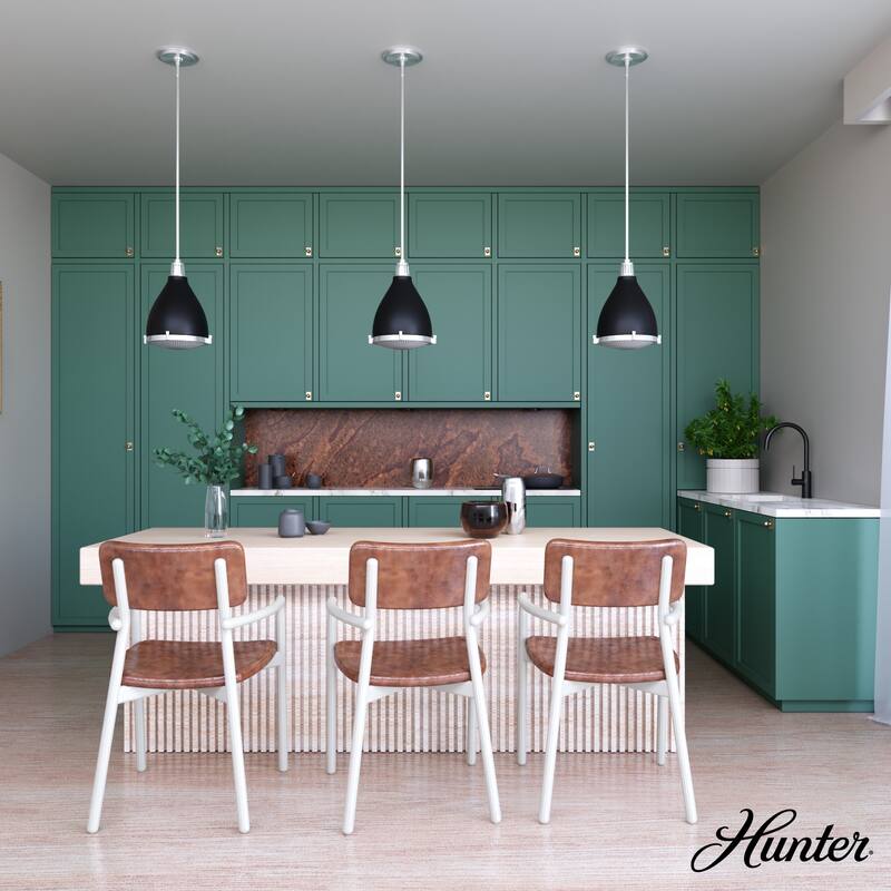 Hunter Bluff View Retro 10" 1-Light Pendant - Kitchen Island, Dining Room - Mid-Century Modern, Contemporary, Transitional