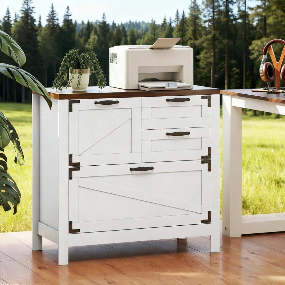 Farmhouse File Cabinet with 4 Drawers Lateral Filing Cabinet