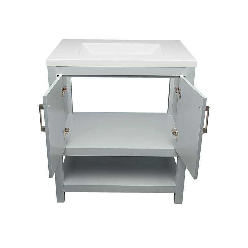 Taos 31" Bathroom Vanity with Cultured Marble Vanity Top Sink in White with White Basin