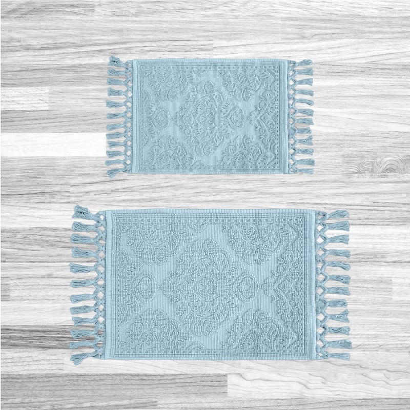 Jean Pierre Ricardo Cotton Fringe 2-Piece Bath Rug Set