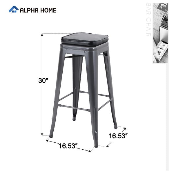 ALPHA HOME Bar Stool 30 inch Metal Counter Height Stool Indoor/Outdoor ...