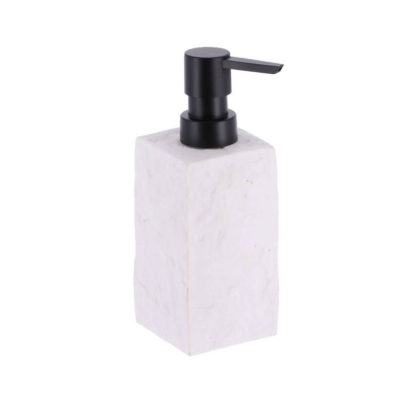 Collection Stone Effect Bath Accessory Set-4 pieces - Lotion Soap Dispenser Only - White